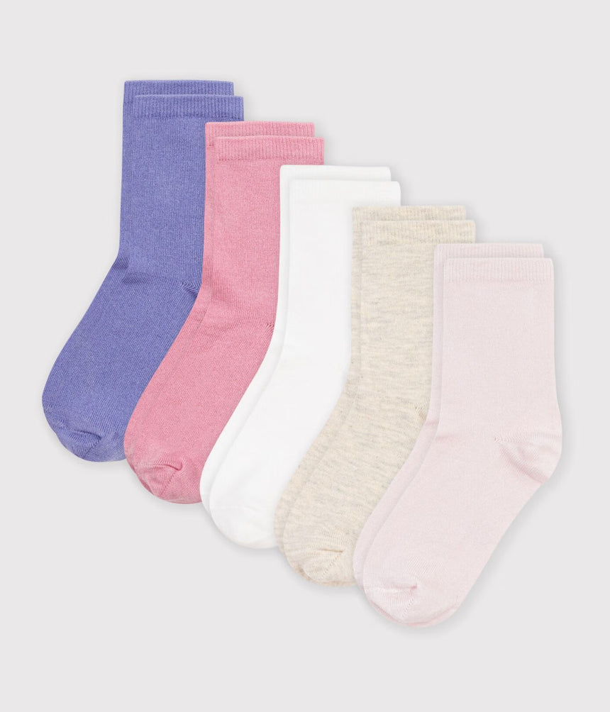 5 PAIRS OF CHILDREN'S PLAIN COTTON SOCKS
