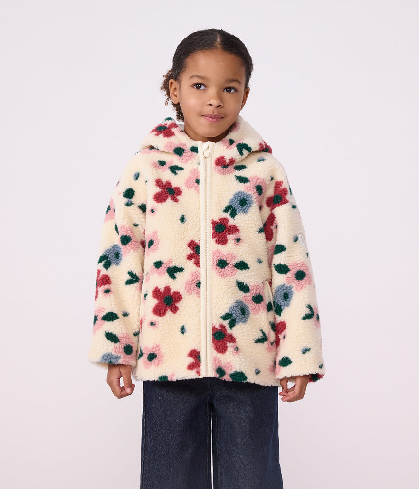 CHILDREN'S HOODED JACKET IN FLORAL SHERPA