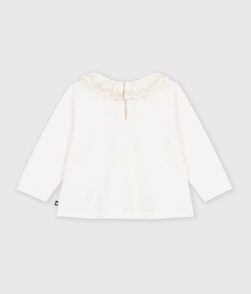 BABIES' LONG-SLEEVED PLAIN COTTON T-SHIRT