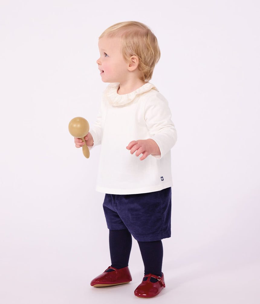 BABIES' LONG-SLEEVED PLAIN COTTON T-SHIRT