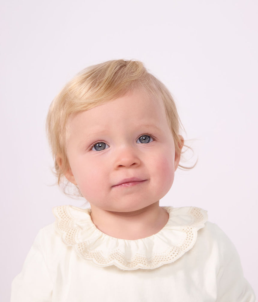 BABIES' LONG-SLEEVED PLAIN COTTON T-SHIRT