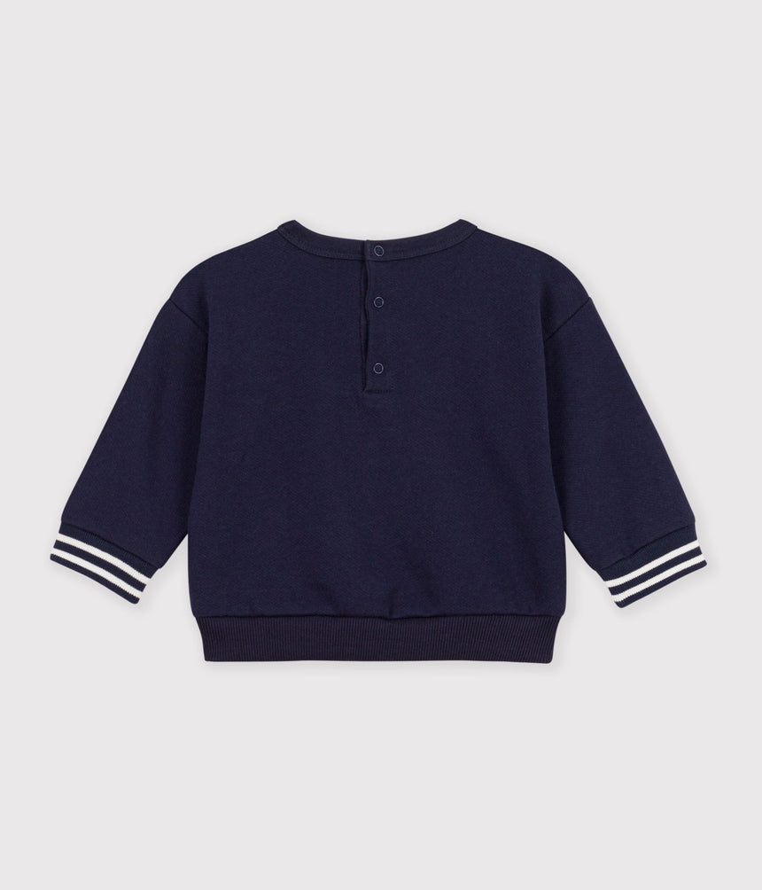 BABIES' PLAIN COTTON SWEATSHIRT WITH A BADGE