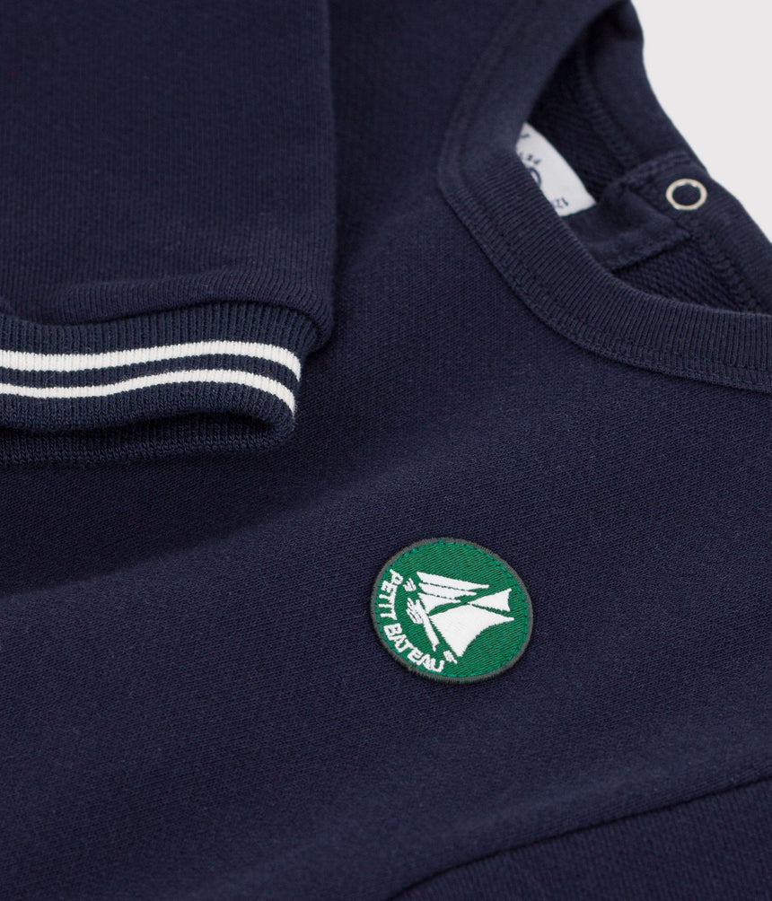 BABIES' PLAIN COTTON SWEATSHIRT WITH A BADGE