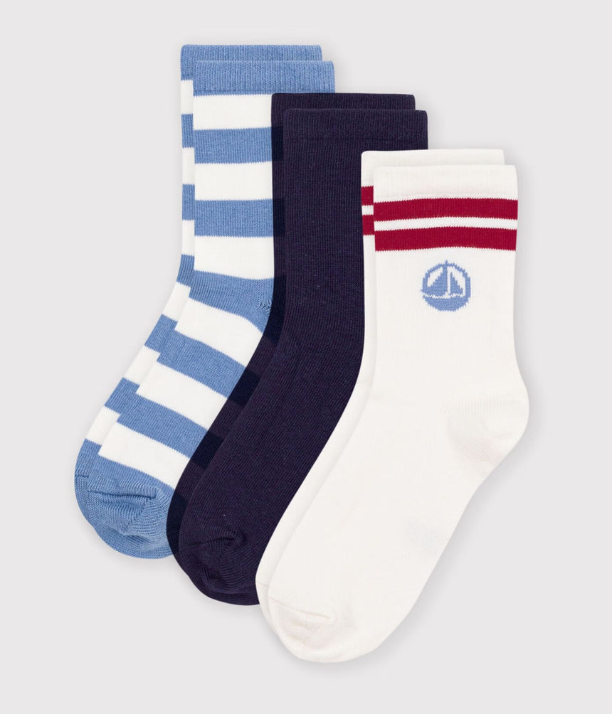 PAIRS OF CHILDREN'S STRIPY COTTON SOCKS