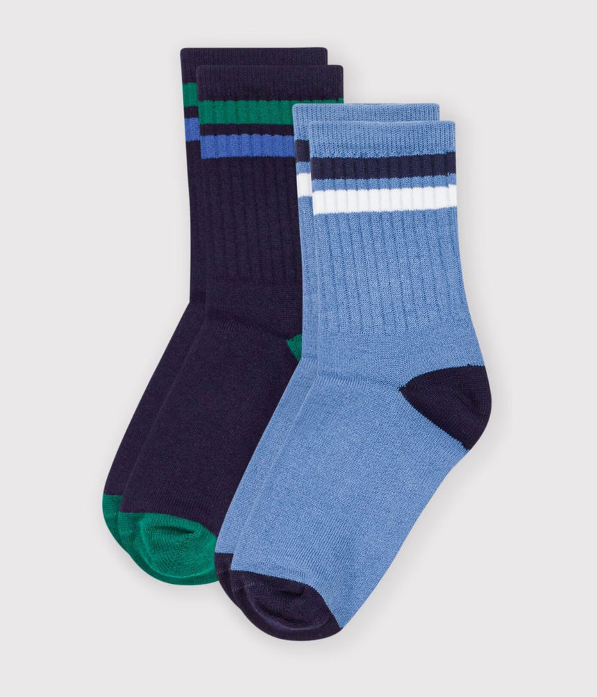 2 PAIRS OF CHILDREN'S PLAIN COTTON SOCKS