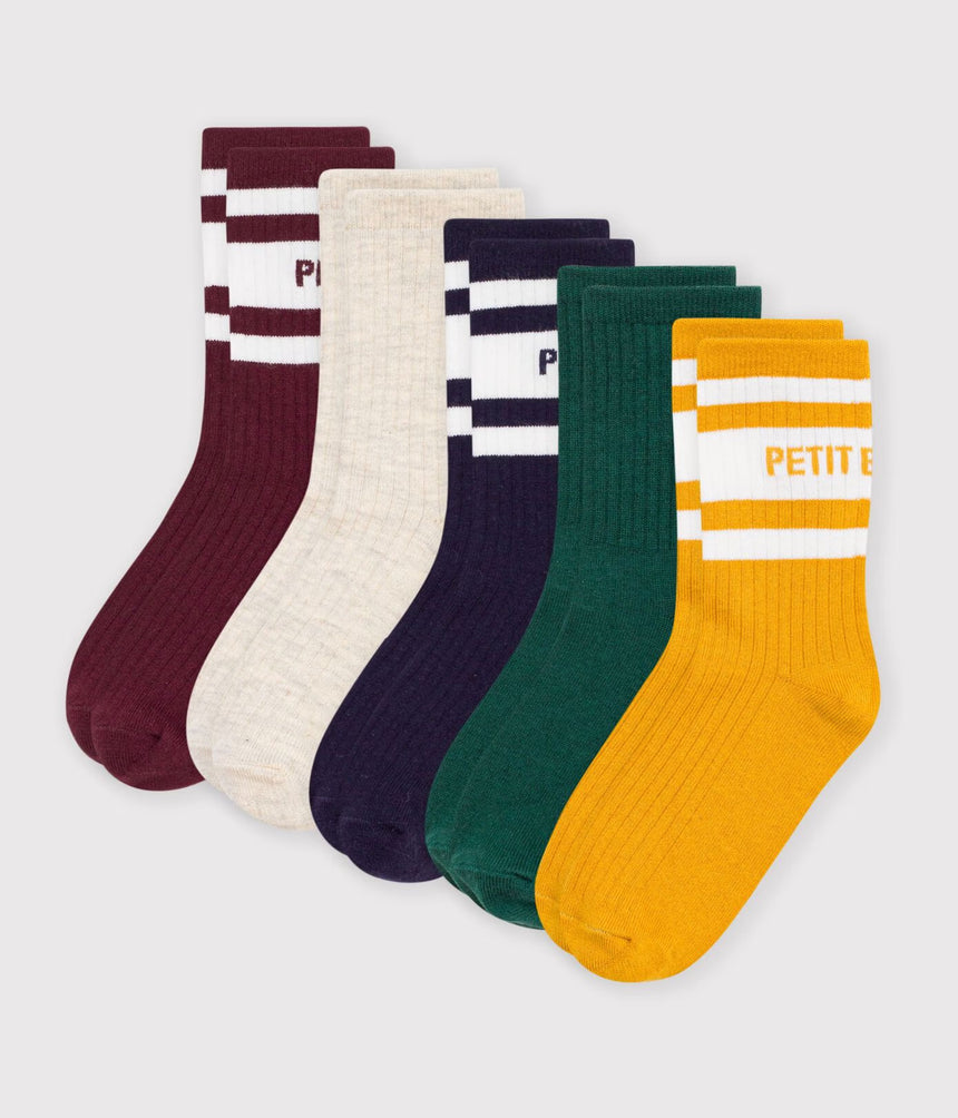 5 PAIRS OF CHILDREN'S PLAIN COTTON SOCKS