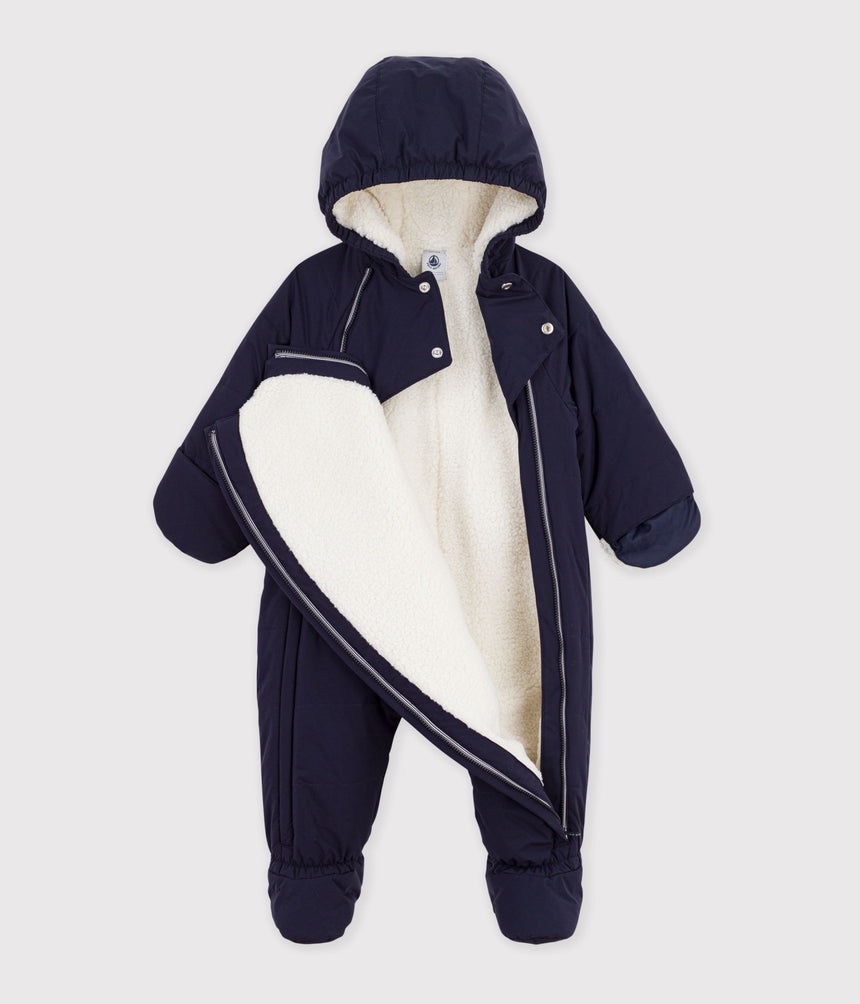 BABIES' POLYESTER SNOWSUIT WITH A SHERPA LINING