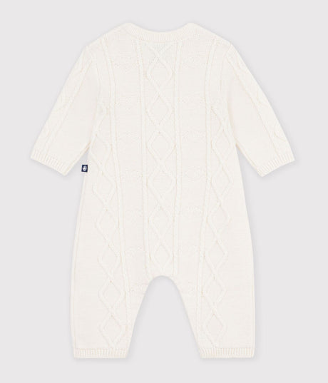 BABIES' JUMPSUIT IN A PLAIN WOOL AND COTTON KNIT