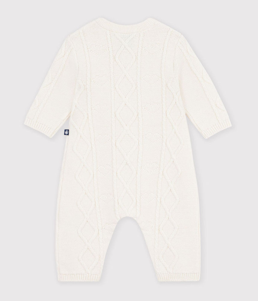 BABIES' JUMPSUIT IN A PLAIN WOOL AND COTTON KNIT