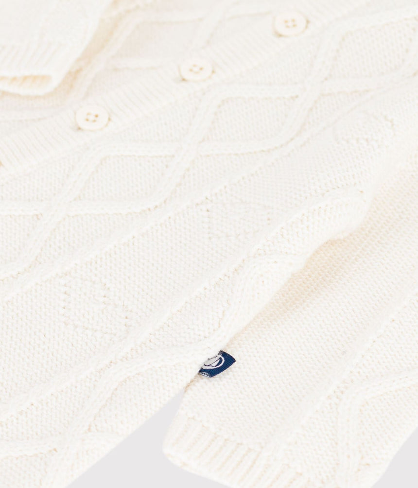 BABIES' JUMPSUIT IN A PLAIN WOOL AND COTTON KNIT
