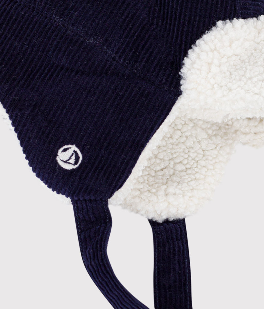 BABIES' CHAPKA IN SHERPA-LINED CORDUROY