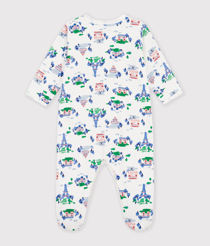 BABIES' PARIS PRINT FLEECE PYJAMA SUIT