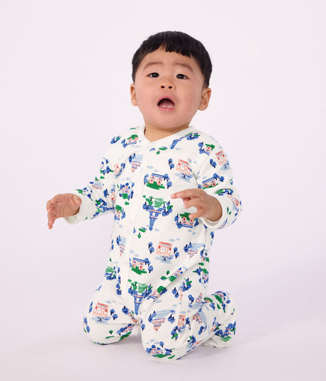 BABIES' PARIS PRINT FLEECE PYJAMA SUIT