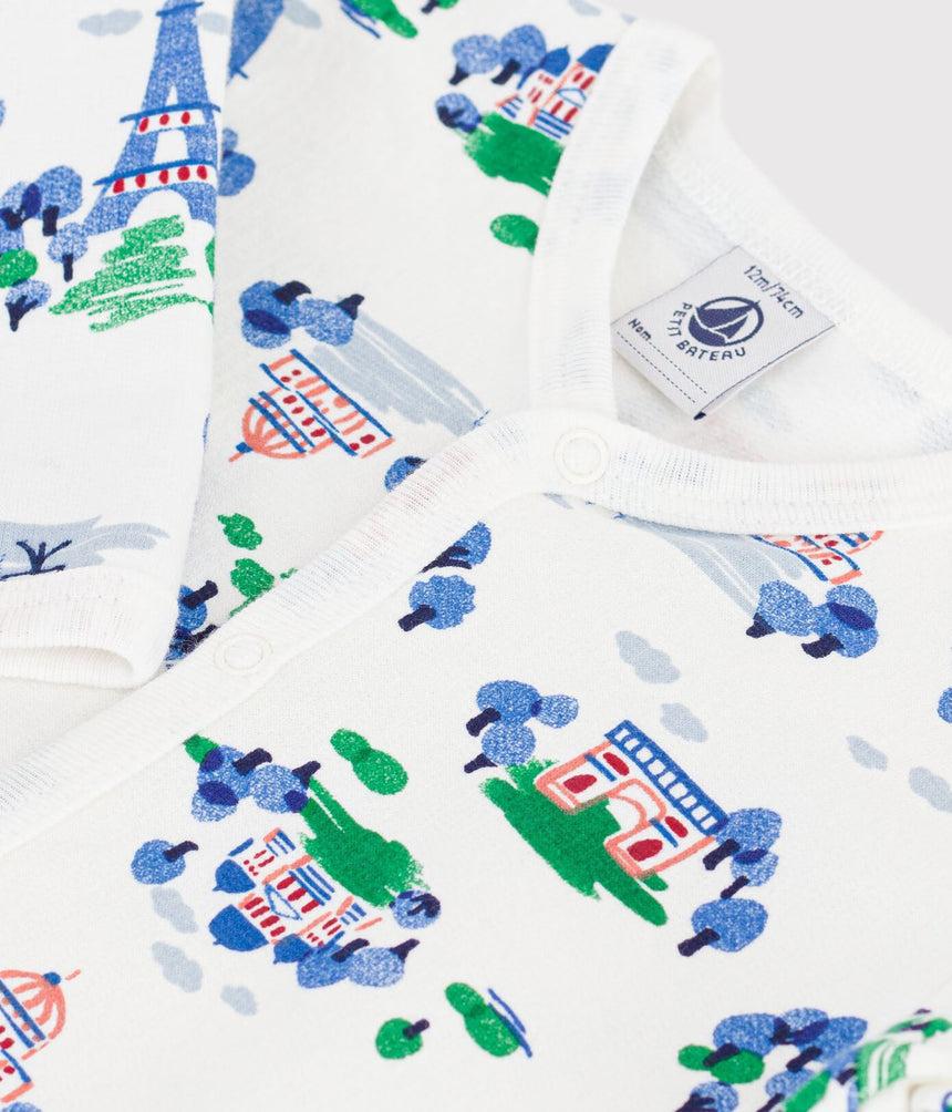 BABIES' PARIS PRINT FLEECE PYJAMA SUIT