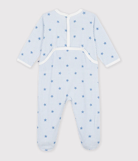 BABIES' STAR-PRINT FLEECE PYJAMA SUIT WITH A BACK OPENING
