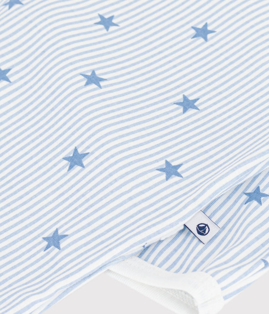 BABIES' STAR-PRINT FLEECE PYJAMA SUIT WITH A BACK OPENING