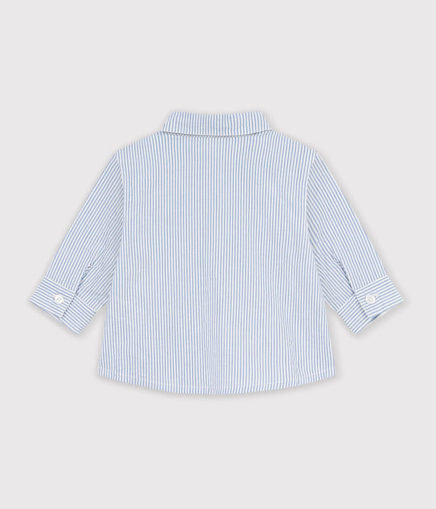 BABIES' LONG-SLEEVED STRIPY COTTON SHIRT