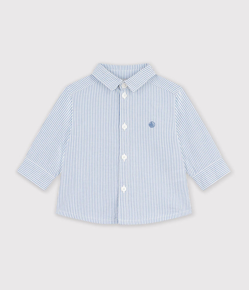 BABIES' LONG-SLEEVED STRIPY COTTON SHIRT