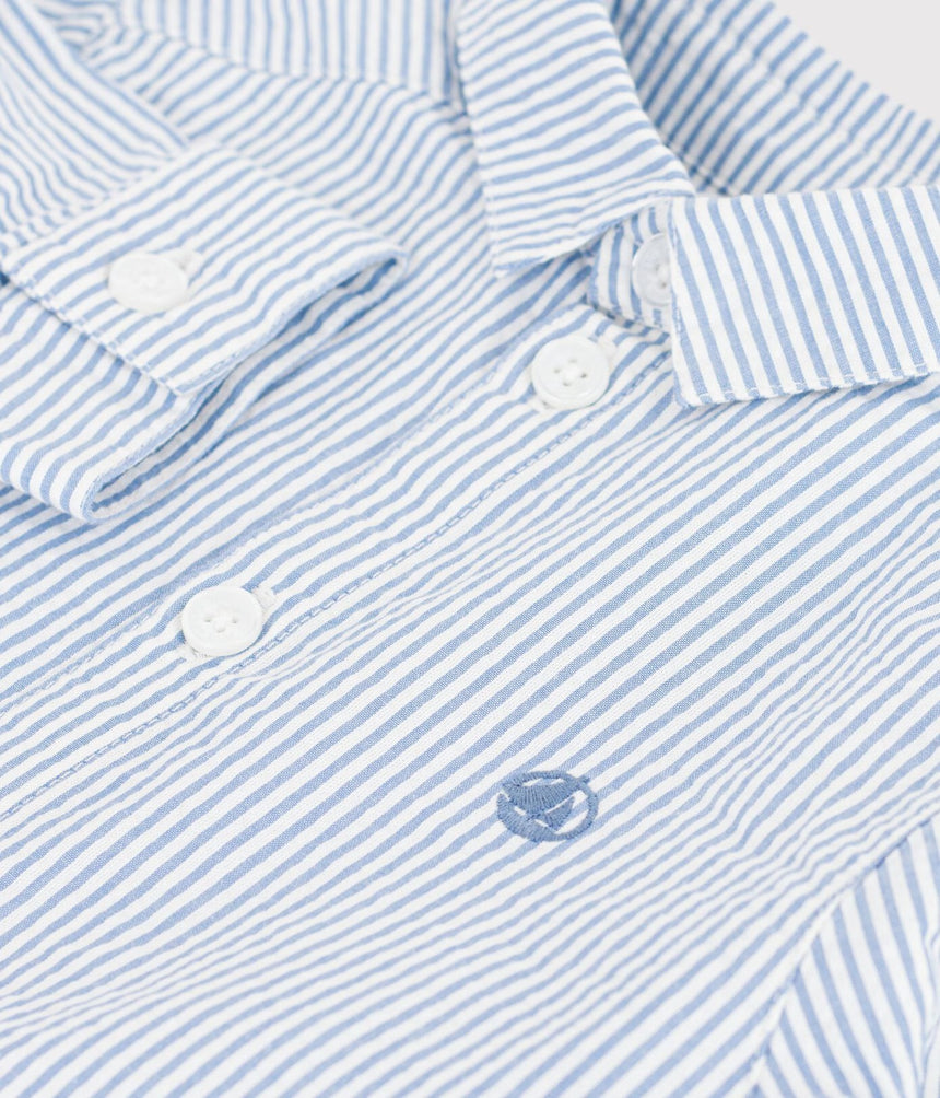 BABIES' LONG-SLEEVED STRIPY COTTON SHIRT