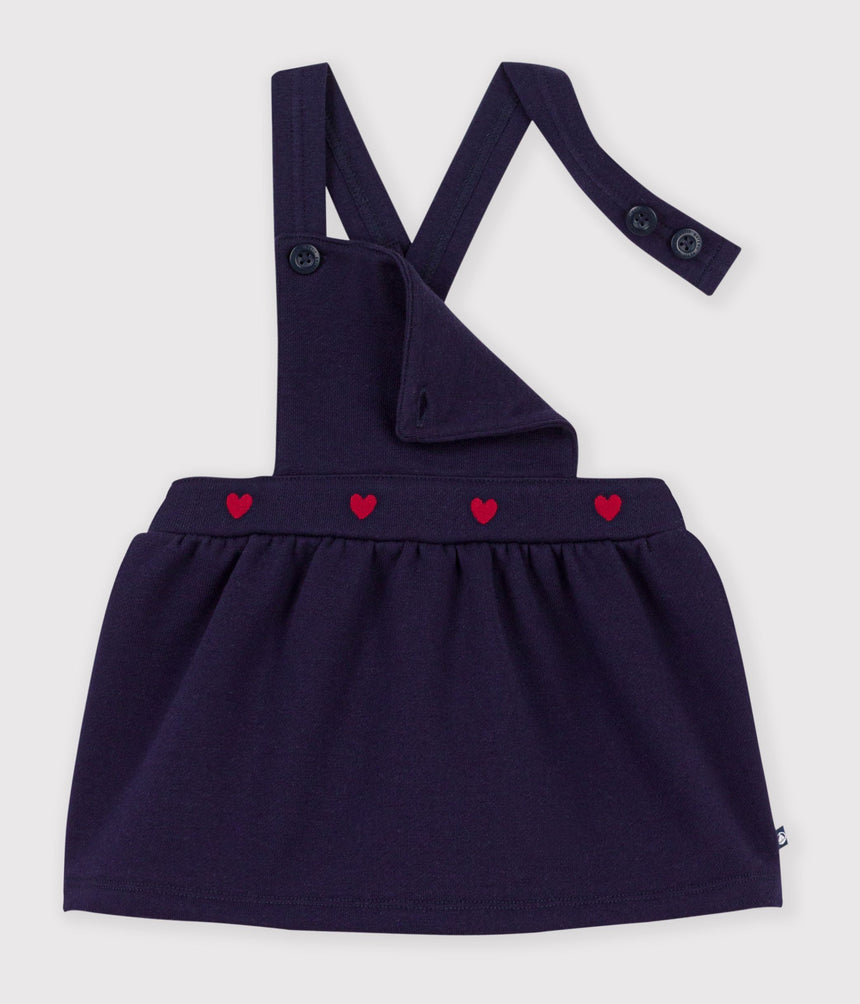BABIES' SLEEVELESS COTTON DRESS EMBROIDERED WITH HEARTS