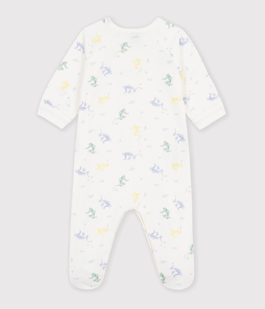 BABIES' VELOUR PYJAMA SUIT PRINTED WITH DRAGONS