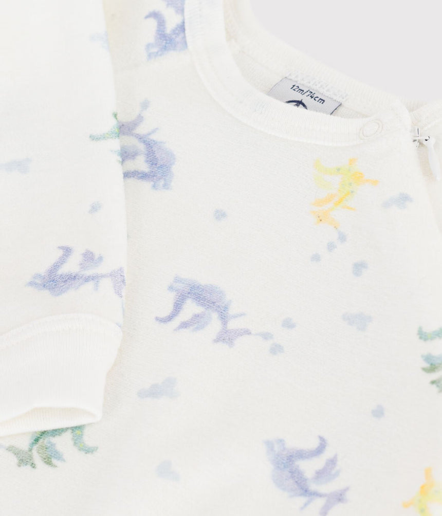 BABIES' VELOUR PYJAMA SUIT PRINTED WITH DRAGONS