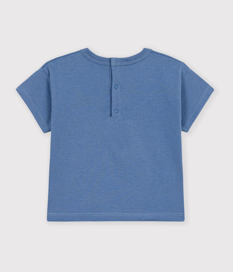 BABIES' PLAIN SHORT-SLEEVED PATTERNED COTTON T-SHIRT