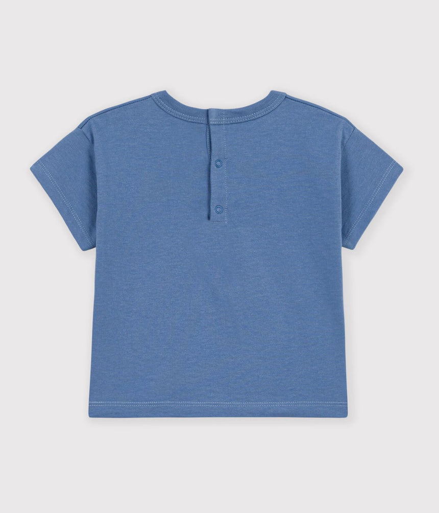 BABIES' PLAIN SHORT-SLEEVED PATTERNED COTTON T-SHIRT