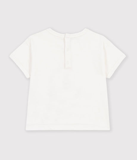 BABIES' PLAIN SHORT-SLEEVED PATTERNED COTTON T-SHIRT