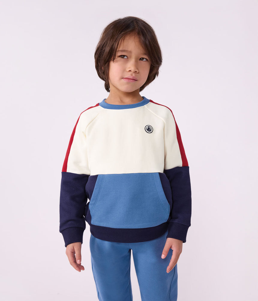 CHILDREN'S PLAIN COLOURBLOCK COTTON SWEATSHIRT