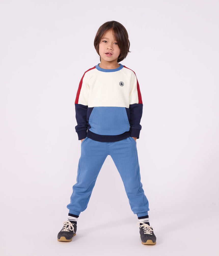 CHILDREN'S PLAIN COLOURBLOCK COTTON SWEATSHIRT