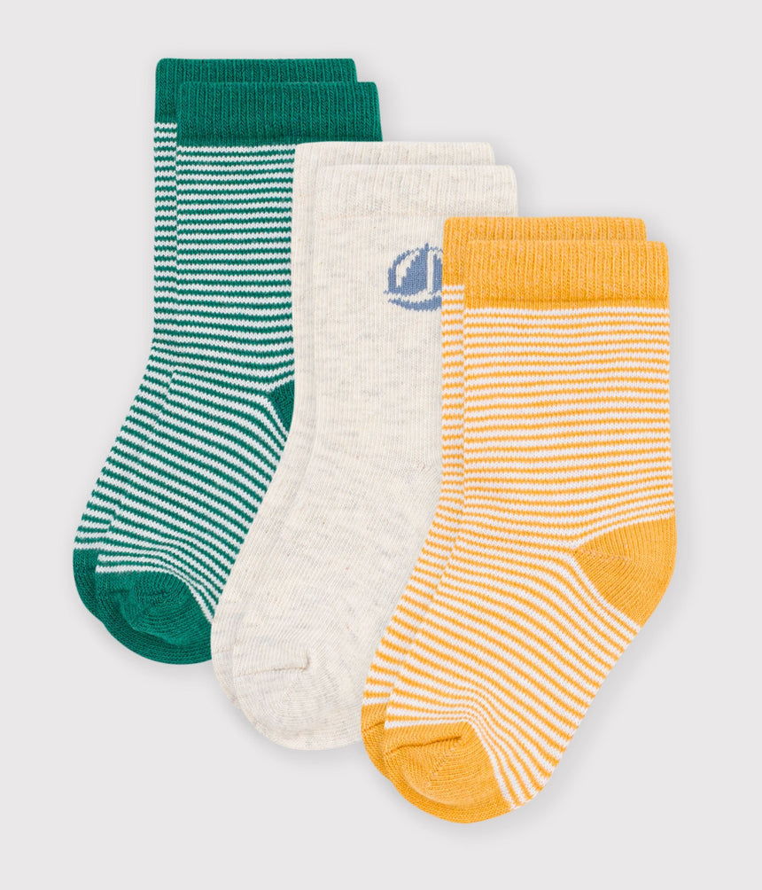 3 PAIRS OF BABIES' STRIPY COTTON SOCKS