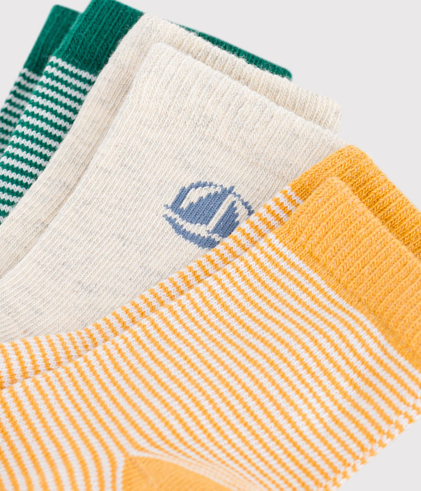 3 PAIRS OF BABIES' STRIPY COTTON SOCKS