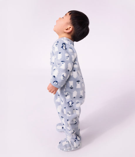 BABIES' FLEECE ONESIE WITH A SNOWMAN PRINT