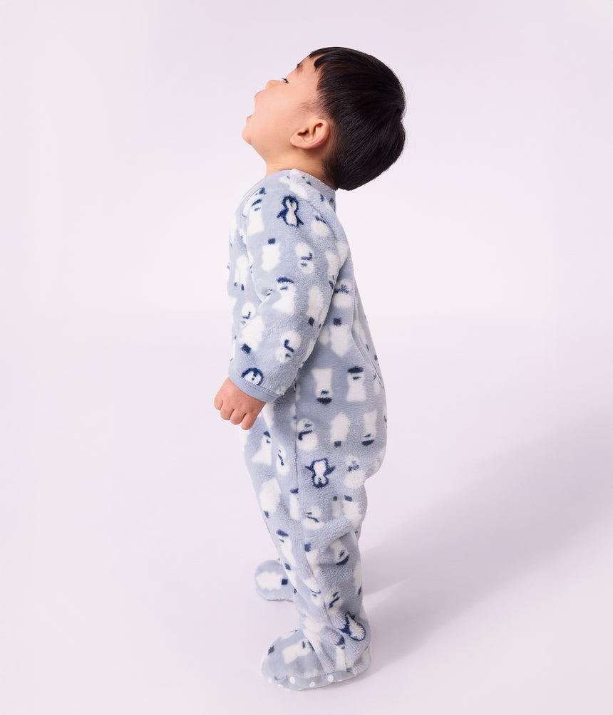 BABIES' FLEECE ONESIE WITH A SNOWMAN PRINT