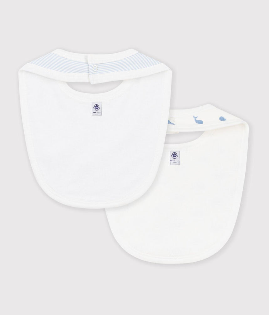 PACK OF WHALE PRINT COTTON BIBS FOR BABIES