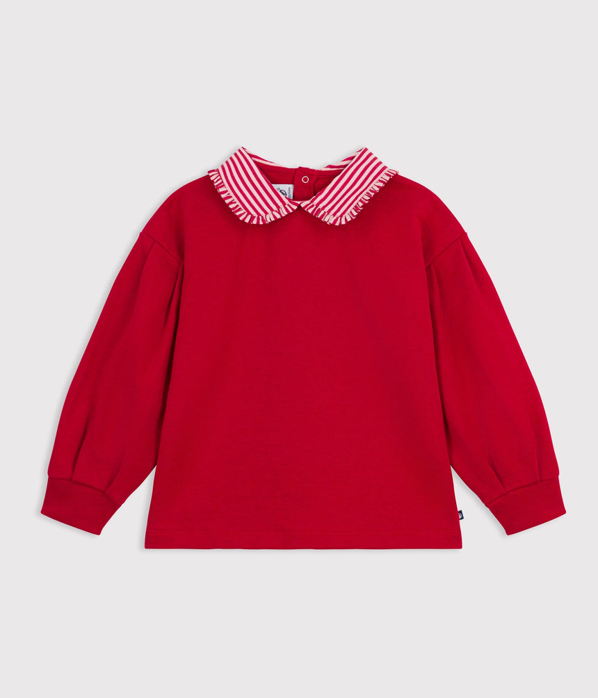 CHILDREN'S PLAIN COTTON SWEATSHIRT WITH A COLLAR
