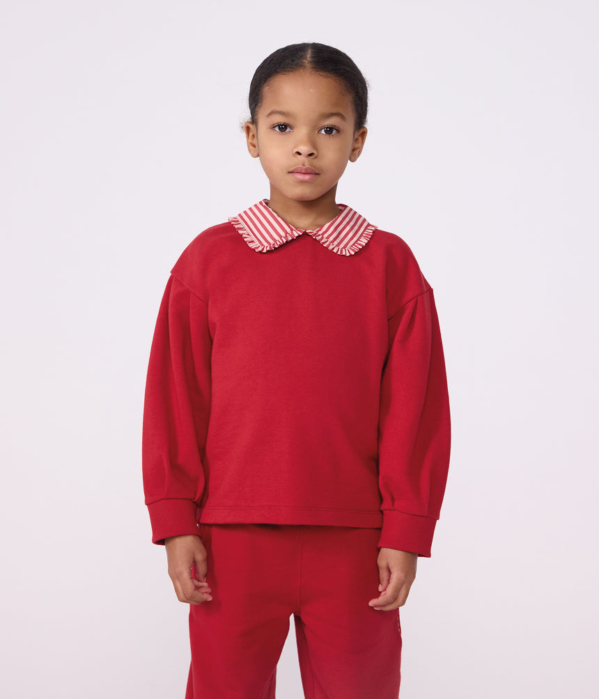 CHILDREN'S PLAIN COTTON SWEATSHIRT WITH A COLLAR