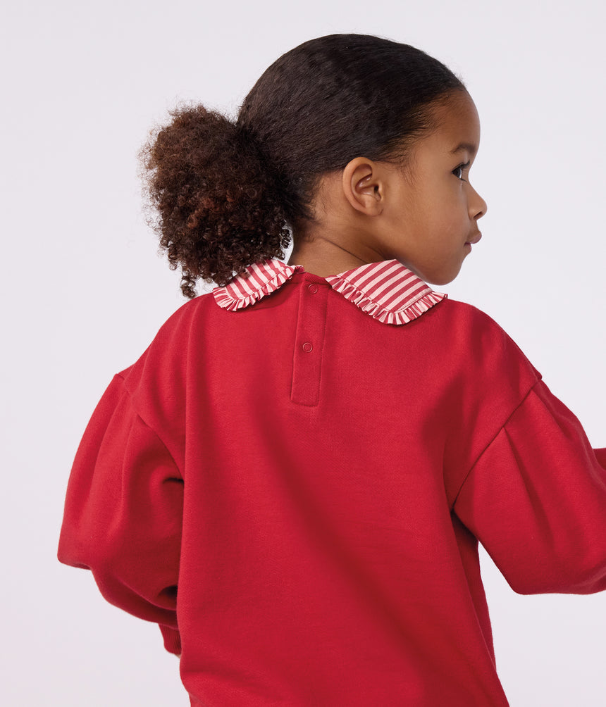 CHILDREN'S PLAIN COTTON SWEATSHIRT WITH A COLLAR