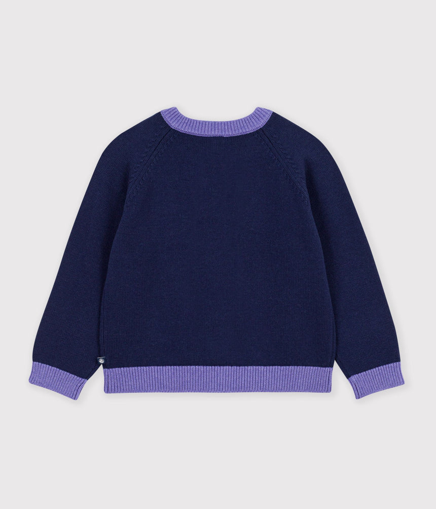 CHILDREN'S PLAIN WOOL AND COTTON CARDIGAN
