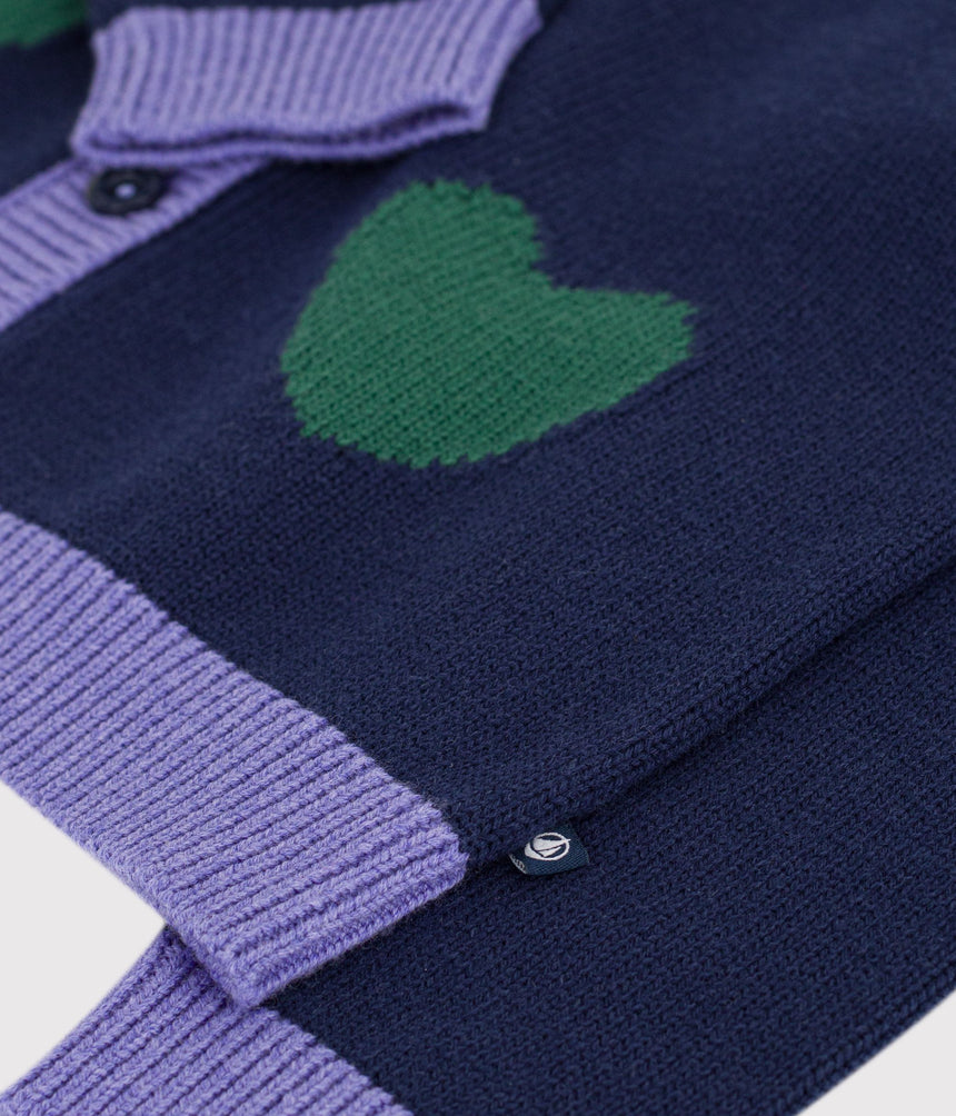 CHILDREN'S PLAIN WOOL AND COTTON CARDIGAN