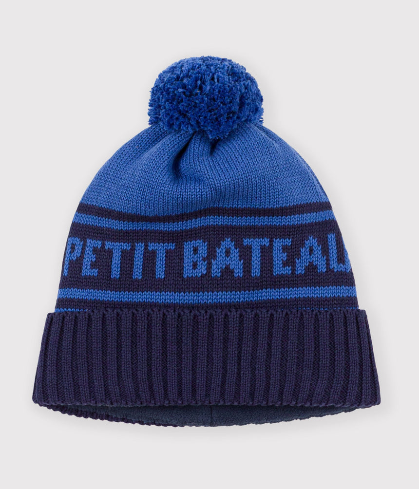 CHILDREN'S JACQUARD KNITTED BEANIE HAT LINED IN POLAR FLEECE