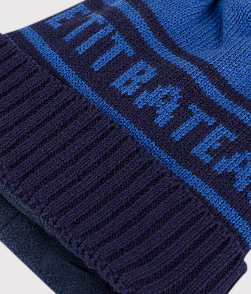 CHILDREN'S JACQUARD KNITTED BEANIE HAT LINED IN POLAR FLEECE