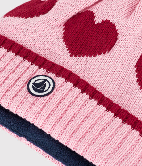 CHILDREN'S JACQUARD KNITTED BEANIE HAT LINED IN POLAR FLEECE