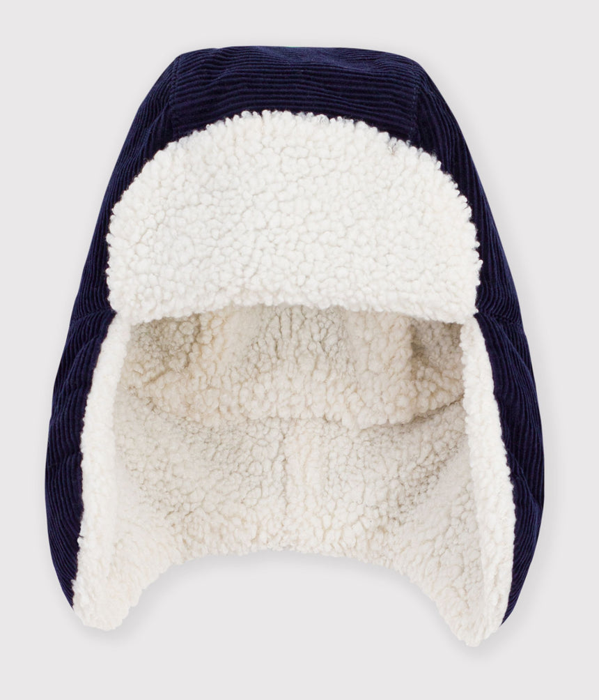 CHILDREN'S CHAPKA IN SHERPA-LINED CORDUROY