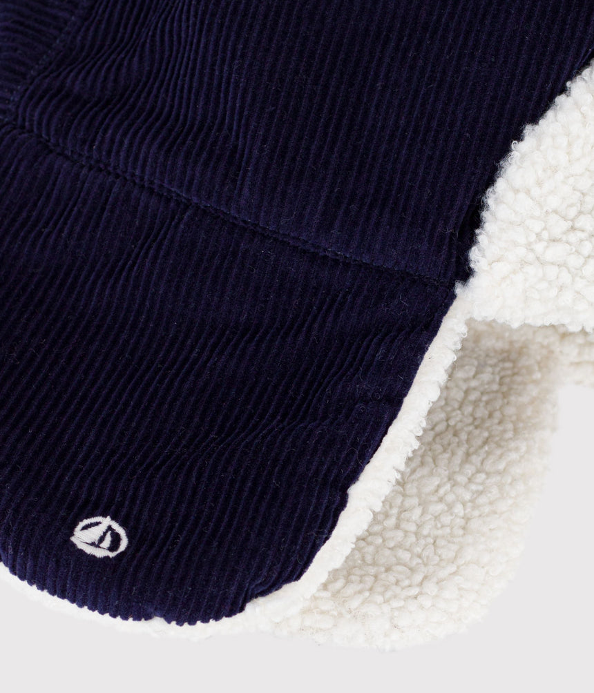 CHILDREN'S CHAPKA IN SHERPA-LINED CORDUROY