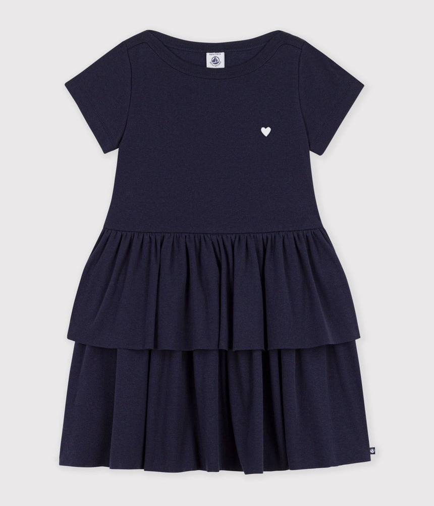 CHILDREN'S SHORT-SLEEVED PLAIN COTTON DRESS