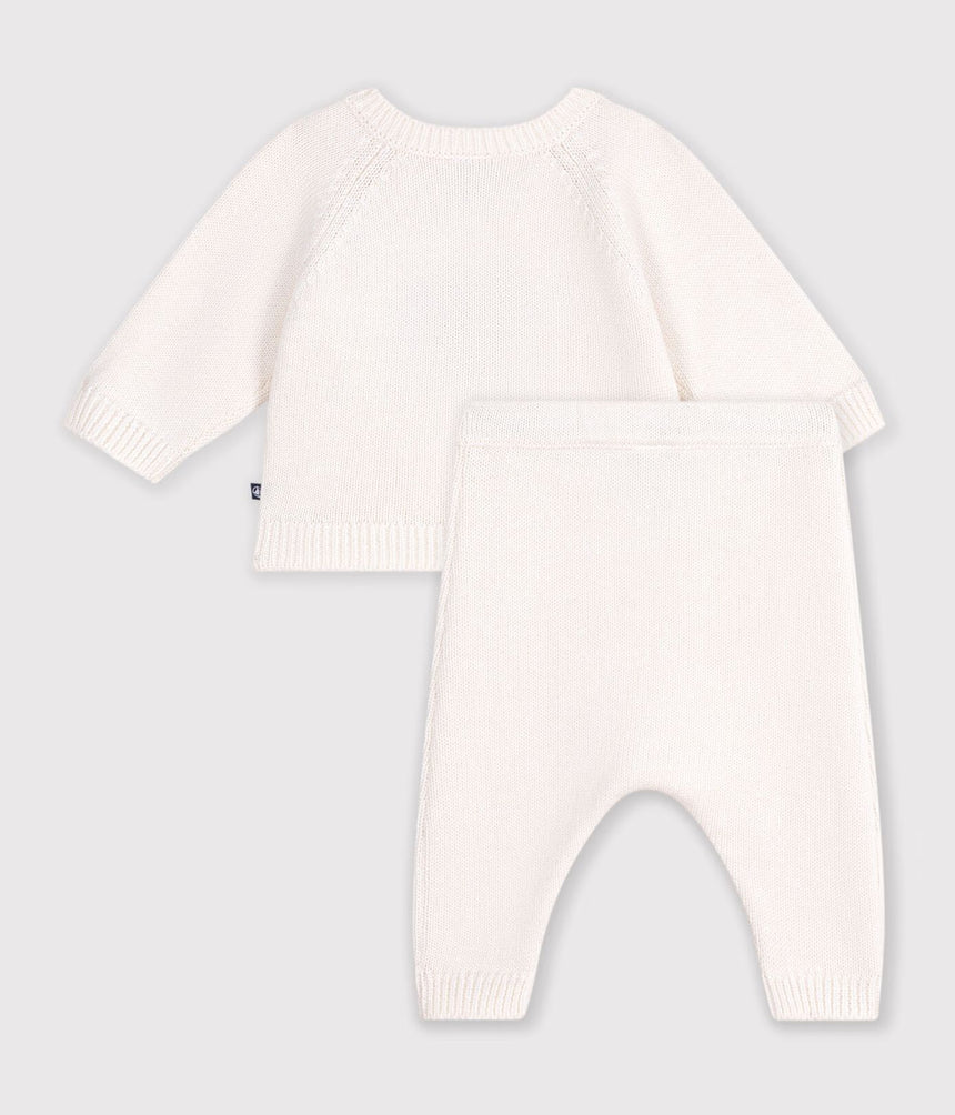 JACQUARD HEART-PATTERNED KNITTED OUTFIT FOR BABIES