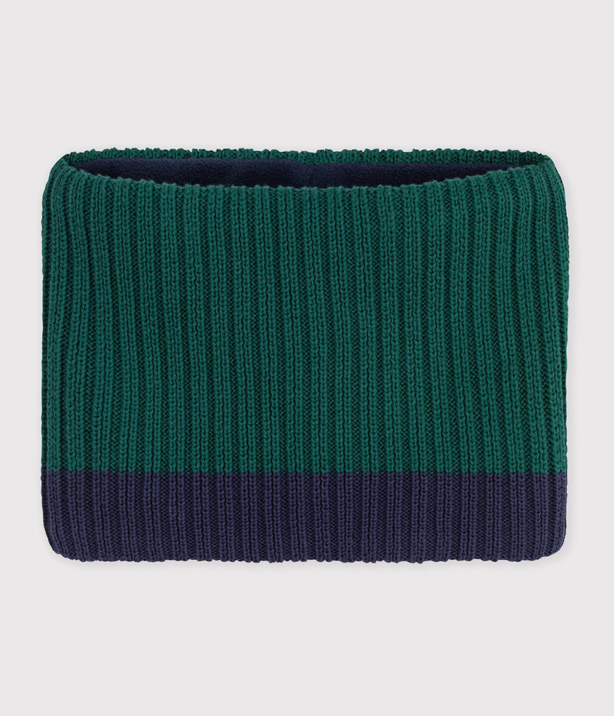 CHILDREN'S TWO-TONE KNITTED GLOVES LINED IN FLEECE