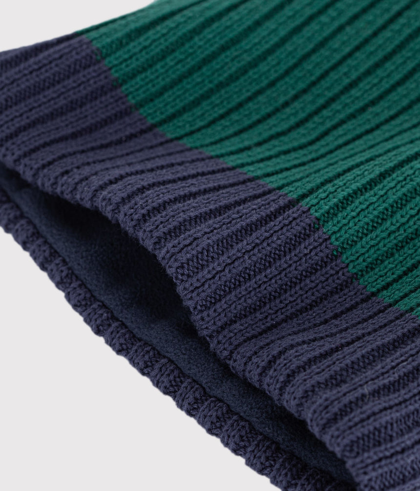 CHILDREN'S TWO-TONE KNITTED GLOVES LINED IN FLEECE